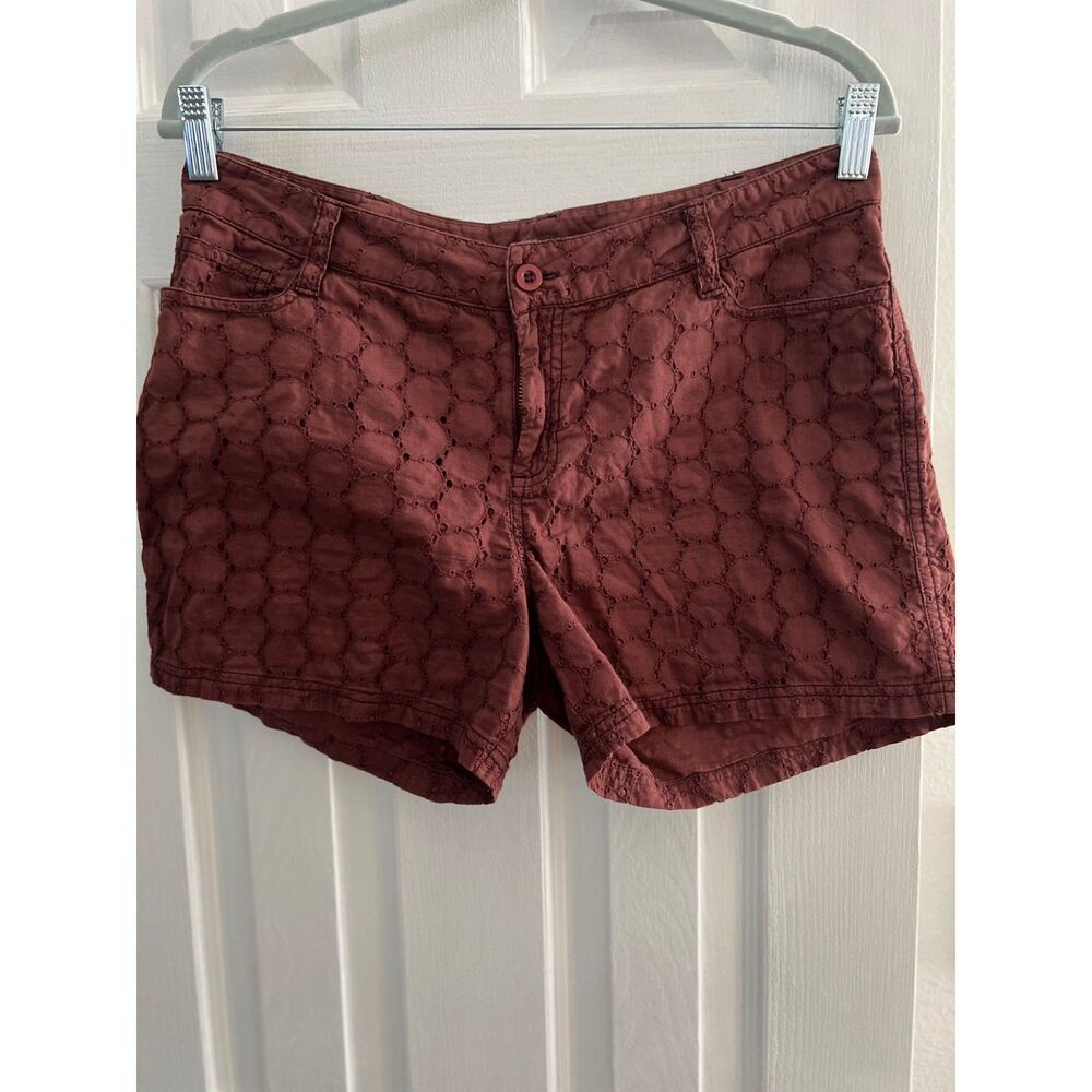 prAna Burgundy Red Eyelet Cotton Shorts - Women's Size 6